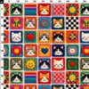 Kedili Retro Patchwork Desenli 3D Örgü Efektli Kumaş