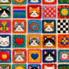 Kedili Retro Patchwork Desenli 3D Örgü Efektli Kumaş