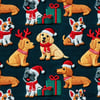 Köpekler ve Hediyeler 3D Nakış Efektli Kumaş