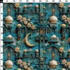 Kubbeli Çiçekli Turkuaz Ramazan Serisi Kumaş
