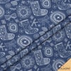 Lacivert Fon Hediye Çorabı Desenli Yılbaşı Kumaşı