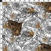 Leopar ve Çiçekler Desenli Kumaş