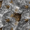 Leopar ve Çiçekler Desenli Kumaş