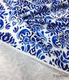 Mavi Çini Damask Desenli Kumaş 