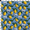 Mavi Ekose Limon Desenli 3D Nakış Efektli Kumaş