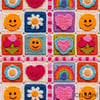 Mutluluk Motifleri Patchwork Desenli 3D Örgü Efektli Kumaş