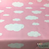 Pembe Beyaz Bulut Desenli Kumaş