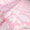 Pembe Beyaz Büyük Damask Desenli Kumaş