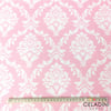 Pembe Beyaz Büyük Damask Desenli Kumaş