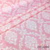 Pembe Beyaz Büyük Damask Desenli Kumaş