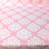 Pembe Beyaz Damask Desenli Kumaş