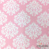 Pembe Beyaz Damask Desenli Kumaş