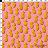 Pembe Fon Ananas Desenli 3D Nakış Efektli Kumaş