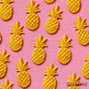 Pembe Fon Ananas Desenli 3D Nakış Efektli Kumaş