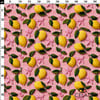Pembe Fonlu Limon Desenli 3D Nakış Efektli Kumaş