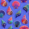 Renkli Midyeler Desenli 3D Nakış Efektli Kumaş