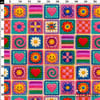 Retro Patchwork Kareler Desenli 3D Örgü Efektli Kumaş