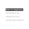Rules For Happiness Help Yazılı Kırlent Kumaşı