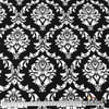 Siyah Beyaz Büyük Damask Desenli Kumaş