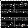 Siyah Fon Müzik Notası Desenli Kumaş