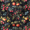 Siyah Fon Vintage Meyve Bahçesi Desenli Kumaş