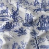 Toile de Jouy Desenli Kumaş (Lacivert)