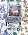 Toile de Jouy Desenli Kumaş (Lacivert)