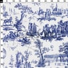 Toile de Jouy Desenli Kumaş (Lacivert)