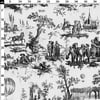 Toile de Jouy Desenli Kumaş (Siyah)