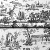 Toile de Jouy Desenli Kumaş (Siyah)