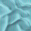 Turkuaz Beyaz 1x1 cm Süper İnce Çizgili Kumaş