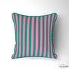 Turkuaz / Koyu Pembe 2x2 cm Çizgili Kumaş