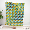 Turkuaz Yapraklı Ayçiçeği Desenli Kumaş