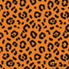 Turuncu Fon Kabartma Leopar Desenli 3D Nakış Efektli Kumaş