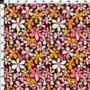 Turuncu Pembe Retro Çiçekli Kumaş