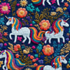 Unicorn Desenli 3D Nakış Efektli Kumaş