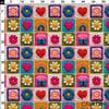 Yaz Motifleri Patchwork Desenli 3D Örgü Efektli Kumaş