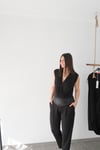 ALORA DERİ KEMERLİ SİYAH PANTOLON