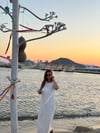 ANTY BOYUNDAN BAĞLAMALI BEYAZ ELBİSE