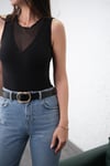 ARCO TÜL DETAYLI SİYAH BODYSUİT