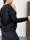 ARES SİYAH OMUZ FERMUARLI SWEAT