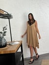 ART YAKA DETAYLI CAMEL ELBİSE