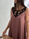 ART YAKA DETAYLI GÜL KURUSU ELBİSE