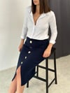 ARTA DÜĞMELİ LACİVERT TRİKO ETEK