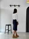 ARTA DÜĞMELİ LACİVERT TRİKO ETEK