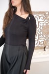 ASHA OMUZ TOKALI SİYAH BLUZ