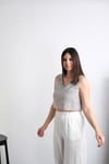 ATHENA GRİ KETEN BLUZ