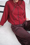 BALİ DERİ ŞERİTLİ BORDO BLUZ