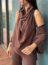BALİ FERMUARLI ACI KAHVE TRİKO BLUZ