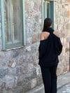 BALİ FERMUARLI SİYAH TRİKO BLUZ